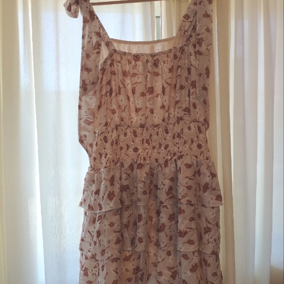 NEW Minkpink Elena Mini Dress Size Extra Large Brown Floral Ruche Ruffle XL - Picture 13 of 13